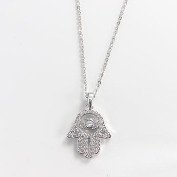 Hamsa Pendant Necklace with Crystal Accents