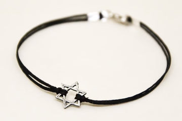 Silver-Plated Stainless Steel Star of David Cord Bracelet