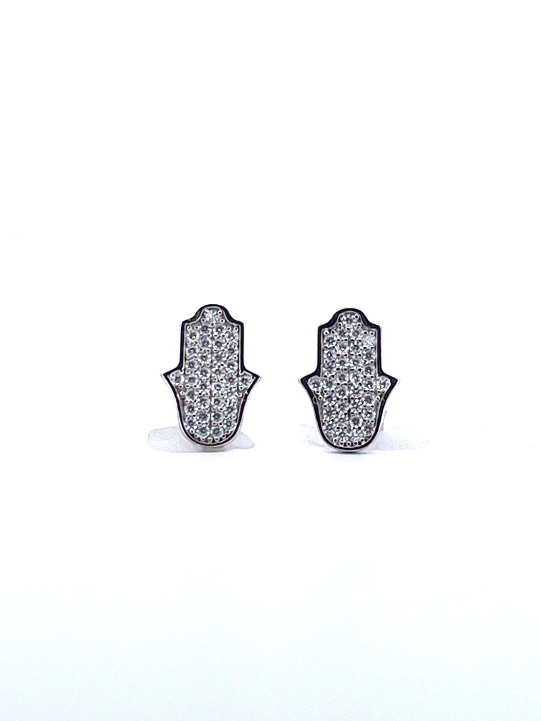 925 Sterling Silver Moissanite Hamsa Stud Earrings