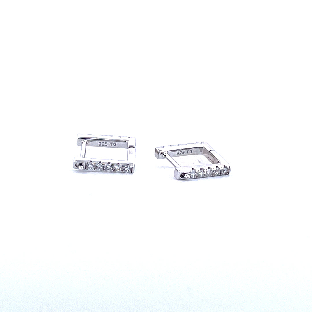 925 Sterling Silver Moissanite Rectangle Hoop Earrings