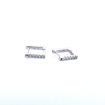 925 Sterling Silver Moissanite Rectangle Hoop Earrings