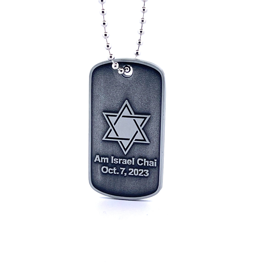 Star of David Military Necklace - Am Israel Chai / Oct 7, 2023